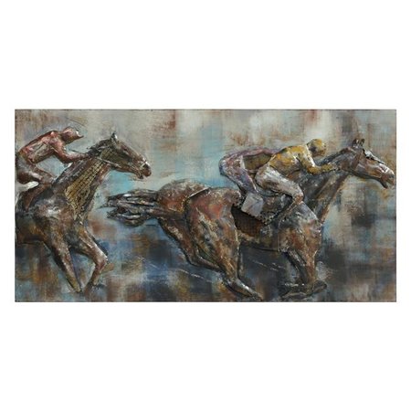 EMPIRE ART DIRECT Empire Art Direct PMO-120123-6030 Primo Mixed Media Hand Painted Iron Wall Sculpture - Race Day PMO-120123-6030